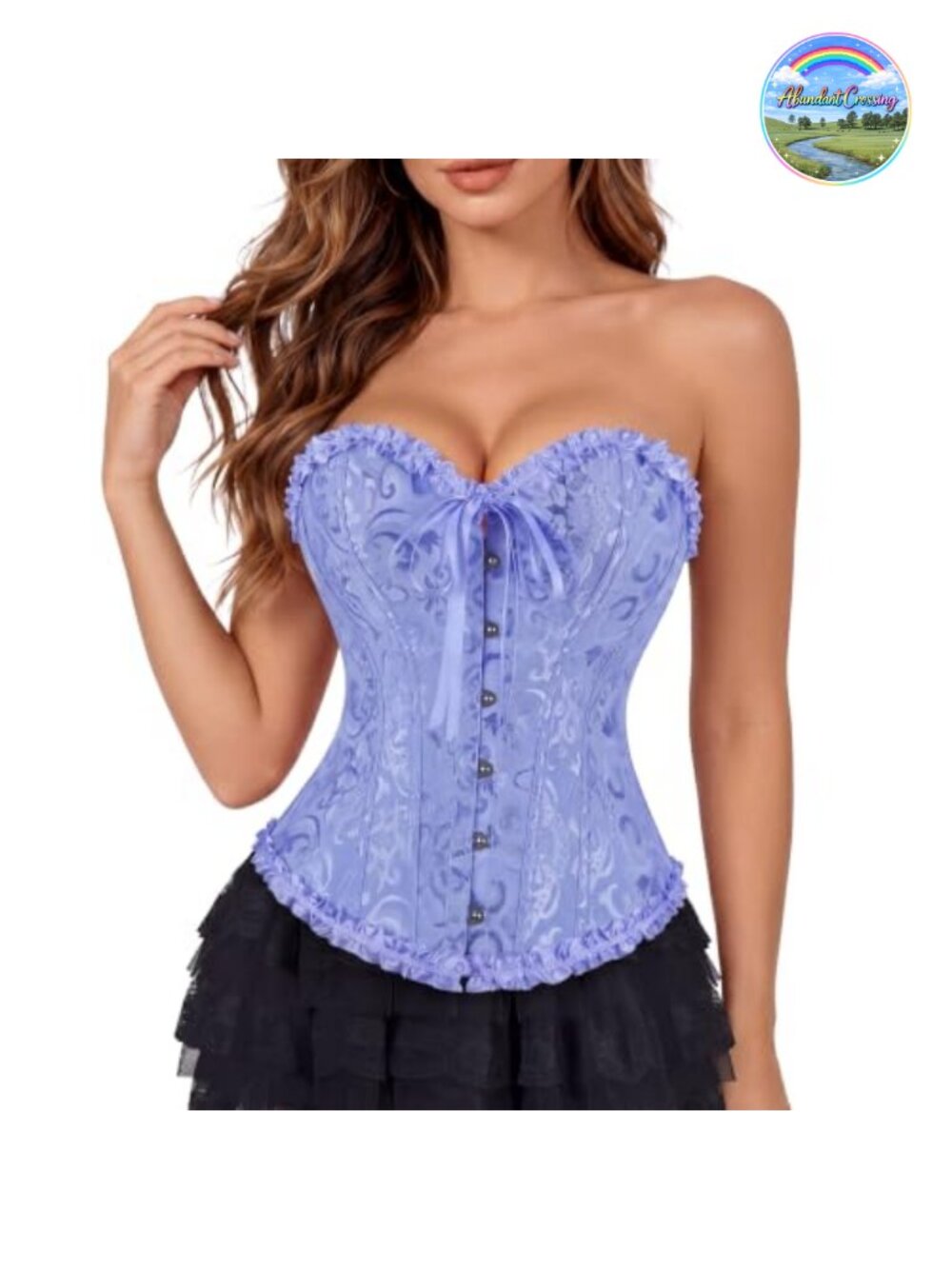 Victorian Overbust Corset Top Brocade Lace-Up Renaissance Bustier